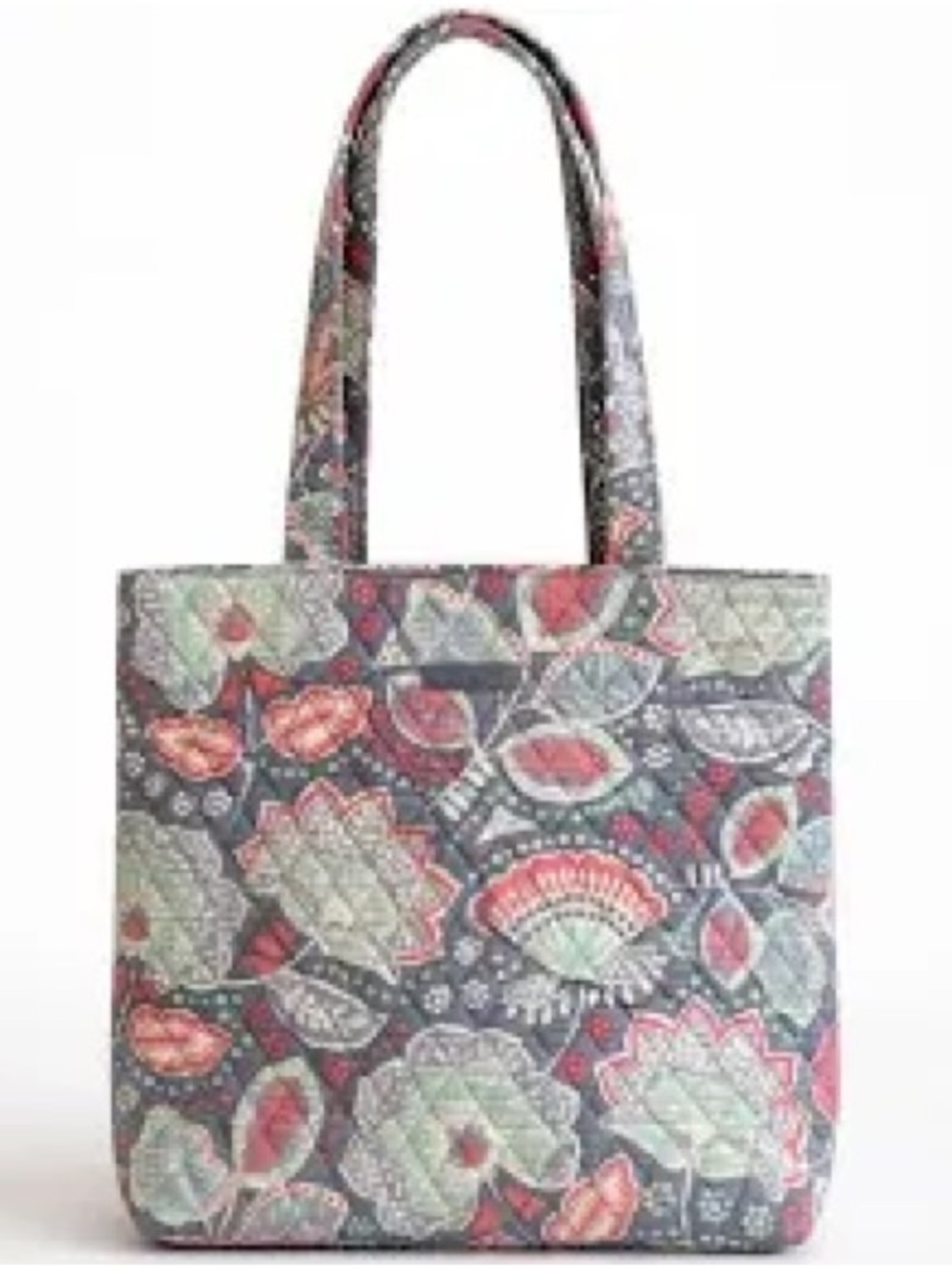 Vera Bradley Quilted Floral Tote in Gray, Pink, Green